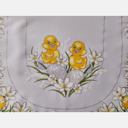 OWALNY BIEŻNIK WIELKANOCNY kurczaczki, stokrotki,pisanki 50x110