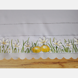 OWALNY BIEŻNIK WIELKANOCNY kurczaczki, stokrotki,pisanki 50x110