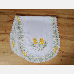 OWALNY BIEŻNIK WIELKANOCNY kurczaczki, stokrotki,pisanki 50x110