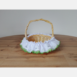 DUŻA opaska na koszyczek WIELKANOCNY BARANKA srebrne wstawki śr. 60 cm NOWOŚĆ