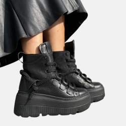 Sneakersy damskie CZARNE Obuwie Sportowe LURSO skóra naturalna