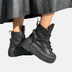 Sneakersy damskie CZARNE Obuwie Sportowe LURSO skóra naturalna