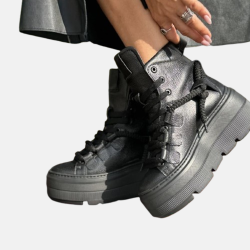Sneakersy damskie CZARNE Obuwie Sportowe LURSO skóra naturalna
