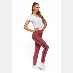 Damskie legginsy z lampasem, PINK, wysoki stan MORAJ