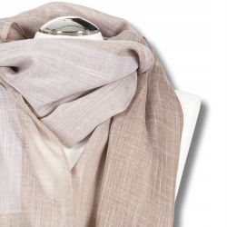 SZAL damski BEŻOWY delikatna KRATKA elegancki CIENKI stylowy MORAJ