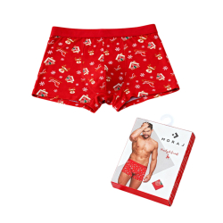 MĘSKIE bokserki w SWIĄTECZNY WZÓR bawełna PREZENT czerwone MORAJ