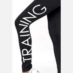 Sportowe legginsy damskie z wysokim stanem, NAPIS, czarne MORAJ