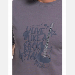 KOSZULKA MĘSKA z nadrukiem gitara BAWEŁNA GRAFIT MORAJ