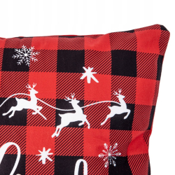 Świąteczna POSZEWKA na jasiek KRATKA,CZERWIEŃ, RENIFERY 45x45 MORAJ
