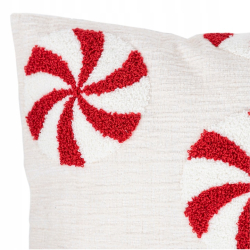 ŚWIĄTECZNA POSZEWKA jasiek 45x45 BIAŁO-CZERWONE CUKIERKI poliester MORAJ!