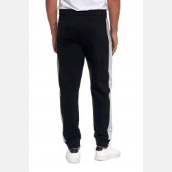 CZARNE męskie spodnie dresowe WSTAWKI bawełna MORAJ
