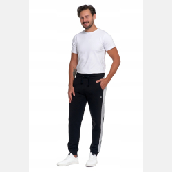 CZARNE męskie spodnie dresowe WSTAWKI bawełna MORAJ