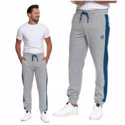 SZARE męskie spodnie dresowe WSTAWKI bawełna MORAJ