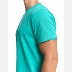 MĘSKI T-SHIRT  krótki rękaw TURKUSOWA klasyczna GŁADKA MORAJ