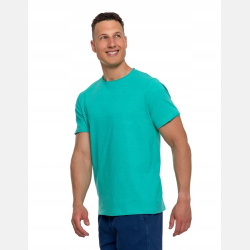 MĘSKI T-SHIRT  krótki rękaw TURKUSOWA klasyczna GŁADKA MORAJ