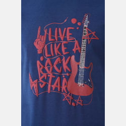 KOSZULKA MĘSKA z nadrukiem gitara BAWEŁNA  GRANATOWA MORAJ