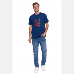 KOSZULKA MĘSKA z nadrukiem gitara BAWEŁNA  GRANATOWA MORAJ