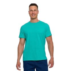 MĘSKI T-SHIRT  krótki rękaw TURKUSOWA klasyczna GŁADKA MORAJ