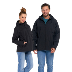 Kurtka przejściowa unisex przeciwdeszczowa kaptur CZARNA MORAJ