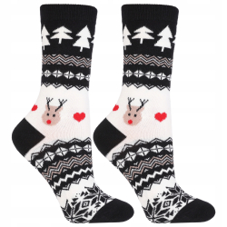 DAMSKIE skarpety ŚWIĄTECZNE choinki RENIFER 3-pak WYSOKIE MORAJ