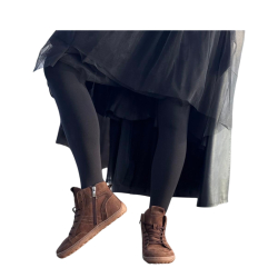 BRĄZOWE wyższe trampki damskie OCIEPLANE BAREFOOT zamek LURSO