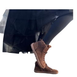 BRĄZOWE wyższe trampki damskie OCIEPLANE BAREFOOT zamek LURSO