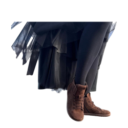 BRĄZOWE wyższe trampki damskie OCIEPLANE BAREFOOT zamek LURSO