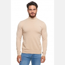 Sweter męski PÓŁGOLF klasyczny krój BEŻOWY MORAJ