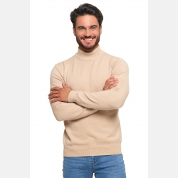 Sweter męski PÓŁGOLF klasyczny krój BEŻOWY MORAJ
