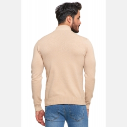 Sweter męski PÓŁGOLF klasyczny krój BEŻOWY MORAJ