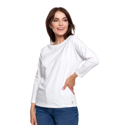 GŁADKA DAMSKA bluzka BIAŁA 3/4 rękaw BAWEŁNIANA MORAJ