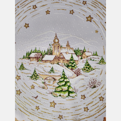 Serwetka ŚWIĄTECZNA dekoracja ZIMOWY pejzaż KOŁO 35 cm BIAŁA