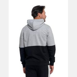 BLUZA męska z kapturem na zamek DWUKOLOROWA szaro-czarna  MORAJ