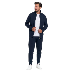 GRANATOWA męska bluza na zamek, ze stójką, kieszenie MORAJ