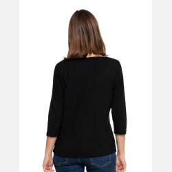 Bluzka damska z wiskozy z rękawem 3/4 gładka CZARNA MORAJ