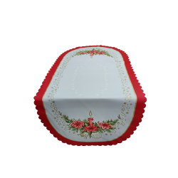 ŚWIĄTECZNY BIEŻNIK motyw bożonarodzeniowy, świeczka bombka 50x110 CZERWONA