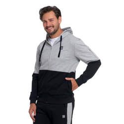 BLUZA męska z kapturem na zamek DWUKOLOROWA szaro-czarna  MORAJ