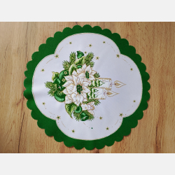 ELEGANCKA serwetka ŚWIĄTECZNA dekoracja świeczki KOŁO 35 cm ZIELONA