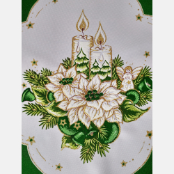 ELEGANCKA serwetka ŚWIĄTECZNA dekoracja świeczki KOŁO 35 cm ZIELONA