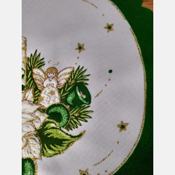 ELEGANCKA serwetka ŚWIĄTECZNA dekoracja świeczki KOŁO 35 cm ZIELONA