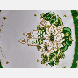 ELEGANCKA serwetka ŚWIĄTECZNA dekoracja świeczki OWALNA 32-48 cm ZIELONA