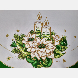 ELEGANCKA serwetka ŚWIĄTECZNA dekoracja świeczki OWALNA 32-48 cm ZIELONA