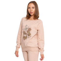 DRESOWA bluza damska BEŻOWA, NADRUK, KLASYCZNA MORAJ