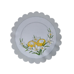 OKRĄGŁA serwetka WIELKANOCNA pisanki, stokrotki  23 CM