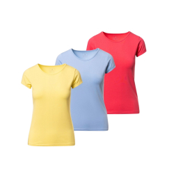 T-SHIRT damski 3-PAK, okrągły dekolt, BAWEŁNA MORAJ