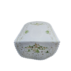 BIEŻNIK ŚWIĄTECZNY 50x110 cm zimowy pejzaż BIAŁY