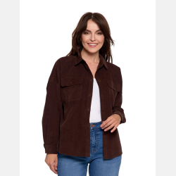 BRĄZOWA SZTRUKSOWA LUŹNA koszula damska MORAJ