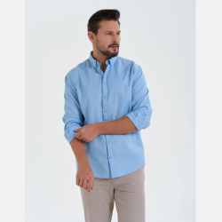 KOSZULA męska BAWEŁNIANA, typu oxford NIEBIESKA KOŁNIERZ MORAJ