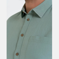 Męska KOSZULA LNIANA, regulowany RĘKAW, KOŁNIERZ zielona MORAJ