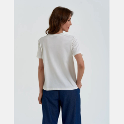 BIAŁA KOSZULKA damska typu BOX, bawełna, okrągły dekolt MORAJ